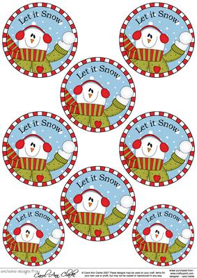 Xmas Snowman Round Christmas Gift Tags