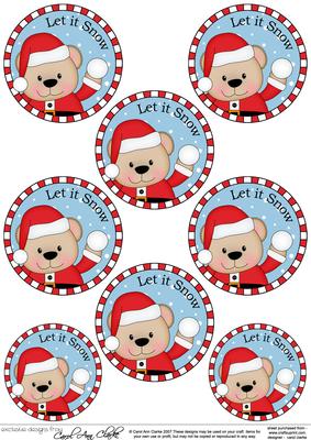 Xmas Livvy Bear Round Christmas Gift Tags