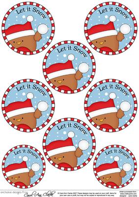 Xmas Bobbin Robin Round Christmas Gift Tags