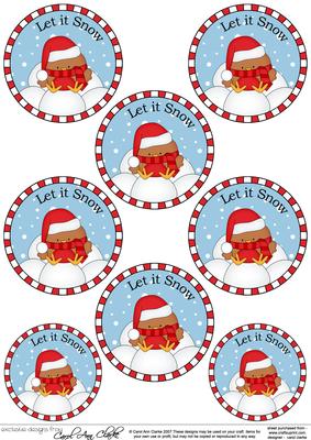 Xmas Bobbin Robin Round Christmas Gift Tags