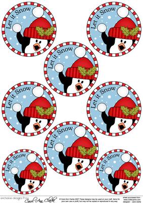 Xmas Pip Penguin Round Christmas Gift Tags
