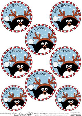 Xmas Pip Penguin Round Christmas Gift Tags