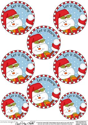Xmas Snowman Round Christmas Gift Tags