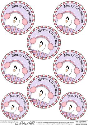 Xmas Snowman Round Christmas Gift Tags