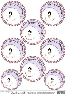 Xmas Snowman Round Christmas Gift Tags