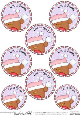 Xmas Bobbin Robin Round Christmas Gift Tags