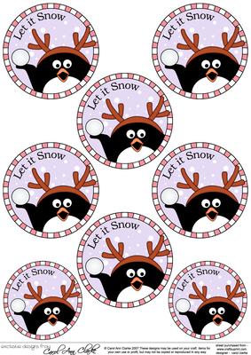 Xmas Pip Penguin Round Christmas Gift Tags