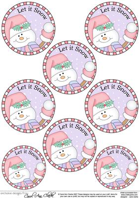 Xmas Snowman Round Christmas Gift Tags