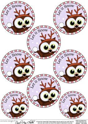 Xmas Little Hoot Owl Round Christmas Gift Tags
