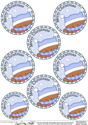 Xmas Bobbin Robin Round Christmas Gift Tags
