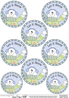 Xmas Snowman Round Christmas Gift Tags