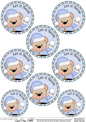 Xmas Livvy Bear Round Christmas Gift Tags