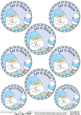 Xmas Snowman Round Christmas Gift Tags