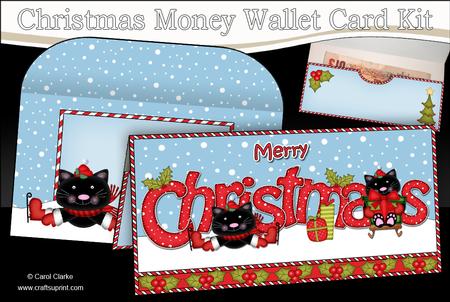 Xmas Cute Cats Money or Gift Wallet Card Kit
