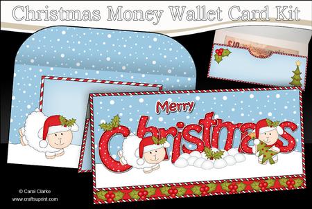 Xmas Cute Lambs Money or Gift Wallet Card Kit