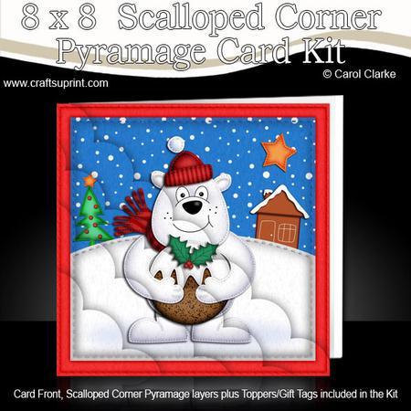 8 x 8 Xmas Ben Polar Bear Card Scalloped Corner Kit