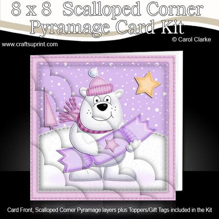 8 x 8 Xmas Ben Polar Bear Card Scalloped Corner Kit