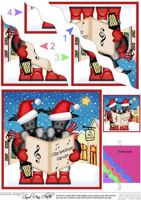 Xmas Singing Scottie Dogs Merry Carollers Wavy Corner Stacke