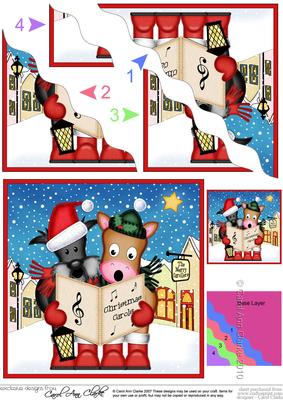 Xmas Singing Scottie & Gigi Merry Carollers Wavy Corner