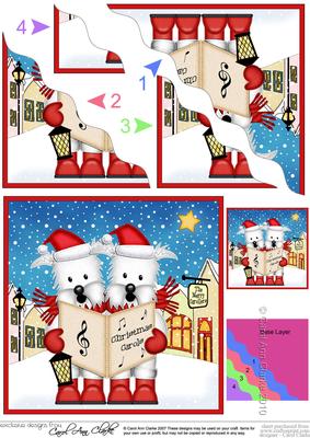 Xmas Singing Westie Dogs Merry Carollers Wavy Corner
