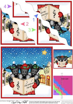 Xmas Singing Scottie Dogs Merry Carollers Wavy Corner