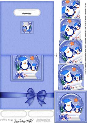 Xmas Penguins Snowglobe No-hole Over the Edge