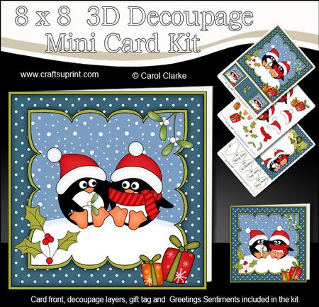 8x8 Xmas Pip Penguin Love Mini Kit 3D Decoupage