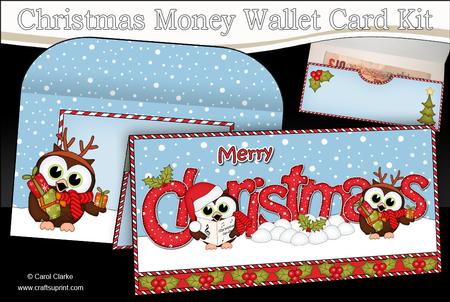 Xmas Little Hoot Owls Money or Gift Wallet Card Kit