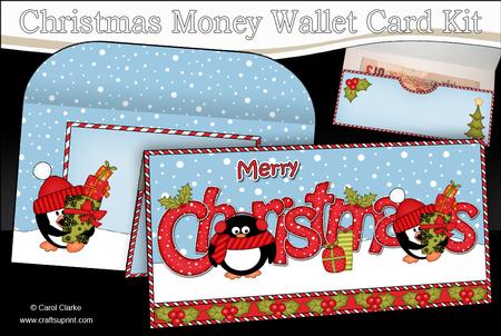 Xmas Pip Penguin Money or Gift Wallet Card Kit