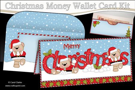 Xmas Livvy Bear Money or Gift Wallet Card Kit