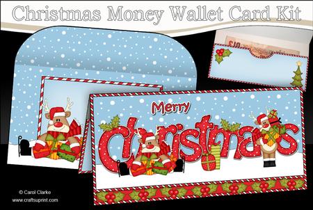 Xmas Rudolph Money or Gift Wallet Card Kit