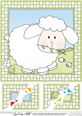 8 x 8 Little Lamb Scalloped Corner Topper