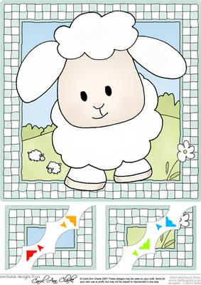 8 x 8 Little Lamb Scalloped Corner Topper