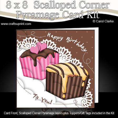 8 x 8 Fondant Fancies Birthday Cakes Scalloped Corner Kit