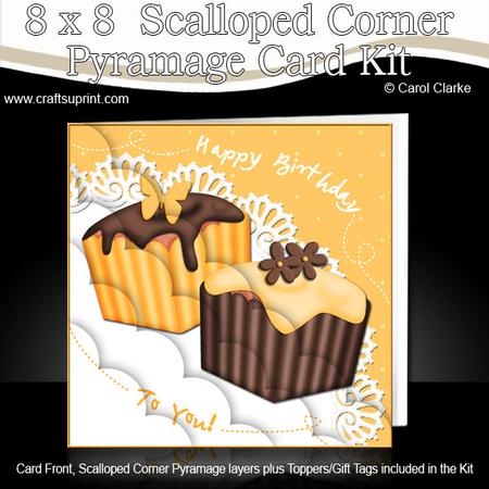 8 x 8 Fondant Fancies Birthday Cakes Scalloped Corner Kit