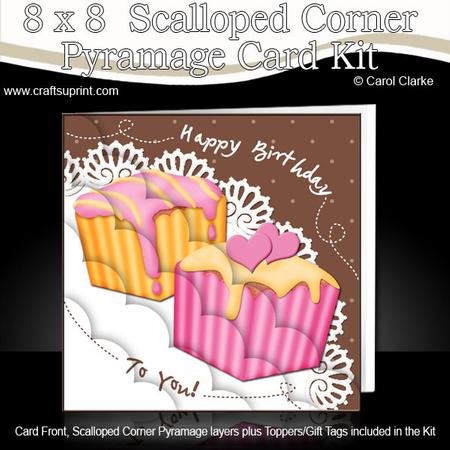 8 x 8 Fondant Fancies Birthday Cakes Scalloped Corner Kit