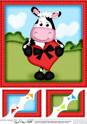8 x 8 Milly Moo Cow's Heart Scalloped Corner Topper