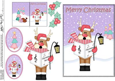 5x7 Christmas Rudolph 3D Decoupage