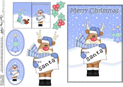 5x7 Christmas Rudolph 3D Decoupage