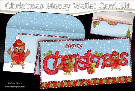 Xmas Cute Little Robins Money or Gift Wallet Card Kit