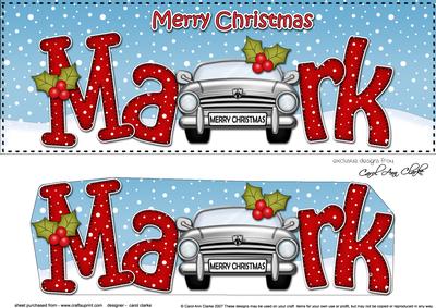Large Dl Xmas Mark Sports Car 3D Decoupage