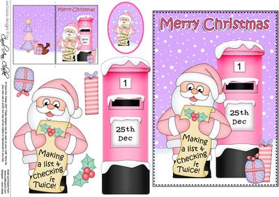 Christmas Santa Postbox 5x7 3D Decoupage