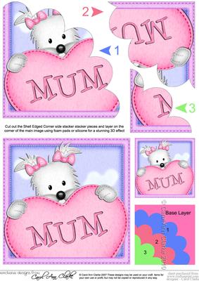 Jess Westie's Heart for Mum Shell Edged Corner Side Stacker
