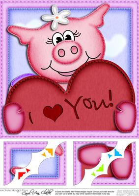 8 x 8 Zoe Piggy's Heart Scalloped Corner Topper