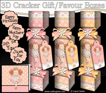 3D Girlz Betzi Ballerina Cracker Gift Favour Boxes