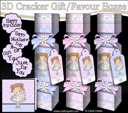 3D Girlz Liz's Flowers Cracker Gift Favour Boxes