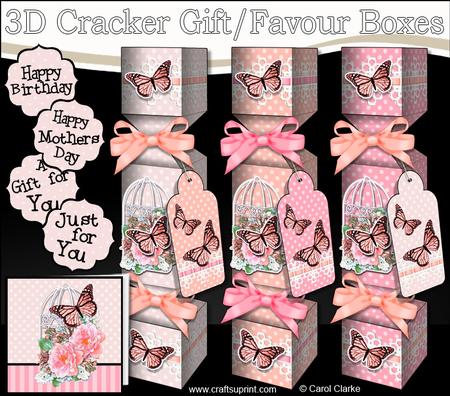 3D Butterfly & Roses Birdcage Cracker Gift Favour Boxes