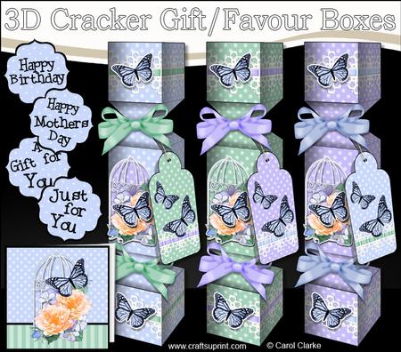 3D Floral Butterfly Birdcage Cracker Gift Favour Boxes