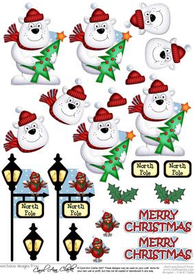 Xmas Polar Bear's Tree 3D Decoupage Step by Step Designs