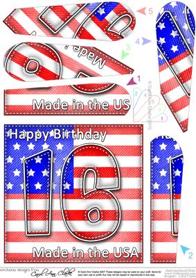 Flying the Flag Usa 16th Birthday Fan Pyramage Topper